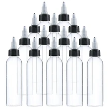 Recipiente vazio para garrafa, frasco de plástico transparente redondo 5 peças 30ml/60ml/100ml/120ml pigmento da cor da tinta da tatuagem com tampa acessórios da tatuagem