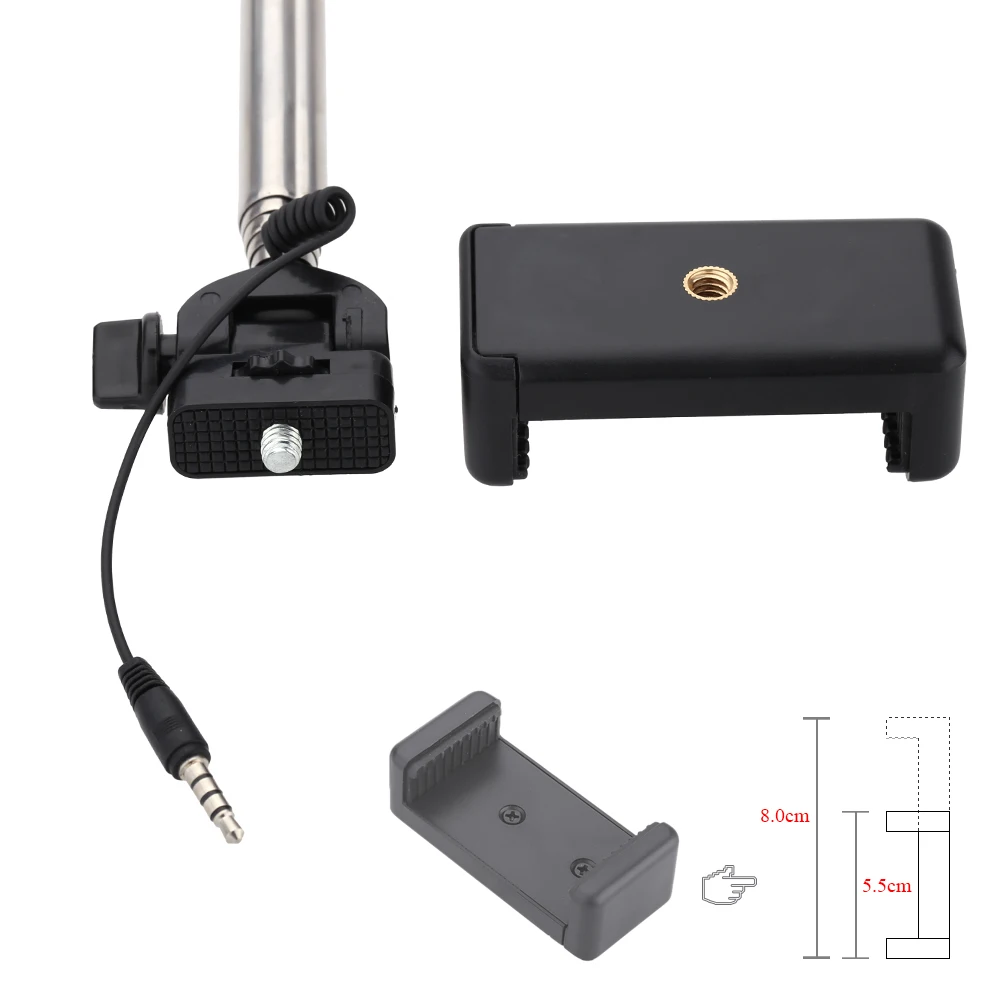 Remote Shooting Control Shutter Telescoping Extending Pole Selfie Stick Monopod Holder for iPhone Samsung Xiaomi Huawei