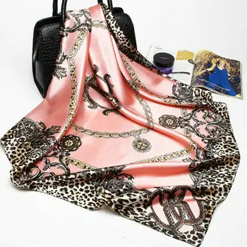 

Ladies Women Vintage Boho Scarf Wrap Floral Print Head Neck Scarf Wrap Satin Silk 90cm Vintage Shawl