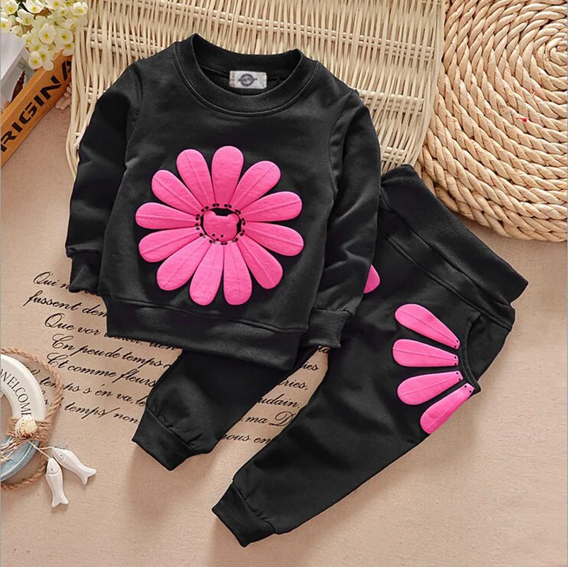  kids set baby Clothes Set Infant Clothing For Baby Girls flower Baby sets T-shirt+Pants 2pcs Outfit