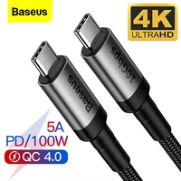 Baseus usb 3.1 tipo c para usb c cabo para macbook pro 100w pd carga rápida 4.0 para samsung nota 10 s20 usbc USB-C carregador cabo