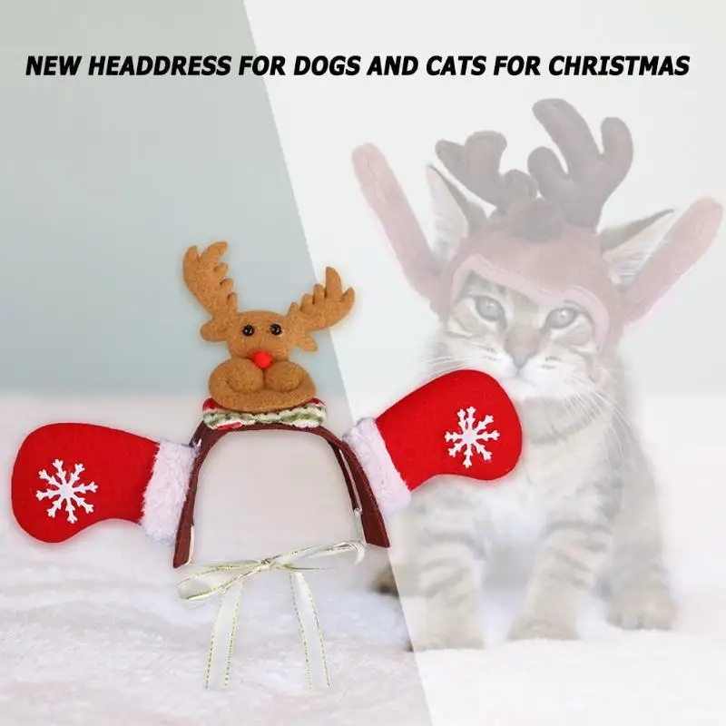 Фетровая тканевая Рождественская шляпа для собак, кошек, оленей, Санта-Клауса, фетровая тканевая повязка на голову, головной убор для домашних животных, праздничные аксессуары