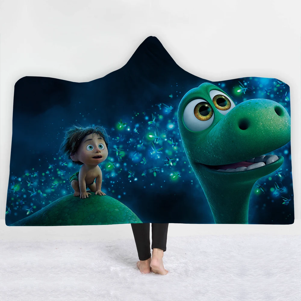 3D цифровой печати динозавр животных с капюшоном Одеяло Шерпа флис носимых плюшевых плед на кровать диван толстый теплый B1005 - Цвет: 10