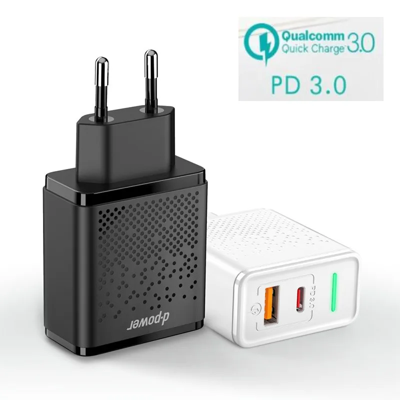 Быстрое зарядное устройство 18 Вт 3 А, быстрая зарядка 3,0 QC PD зарядное устройство для iPhone X Xs Max XR 8 7 6 s plus US EU быстрое настенное зарядное устройство для samsung Xiaomi huawei PD 3,0 зарядное устройство для мобильного телефона
