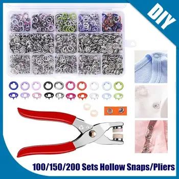 

100/150/200pcs Set 9.5MM Home DIY Copper Snap Buttons Pushbutton Tongs Button Plating Round Sewing Stitching Accessories