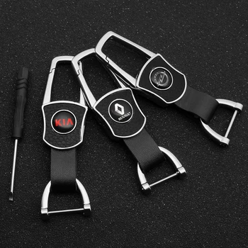 

2020 New Fashion Metal leather Keychain Car Key Ring Key Holder Charm Hanging for TRD Lada Lexus Renault Suzuki Opel Emblem