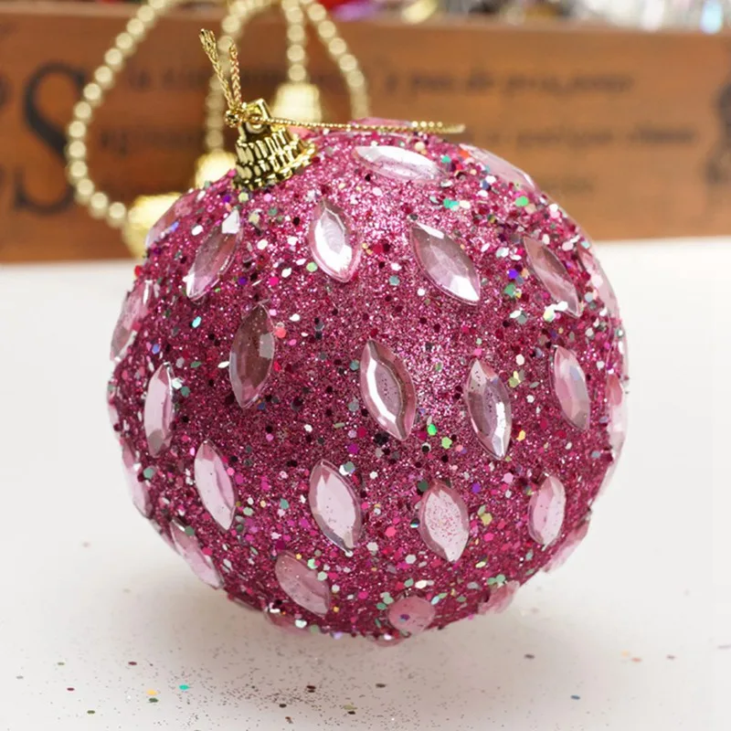 New Glitter Christmas Decorative Ball 8cm 1PC Christmas Balls For Christmas Tree Ornament Decoration Xmas Decoration Balls