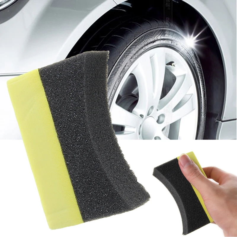 Car Sponge, Car Professional Tyre Tire Dressing Applicator Curved Foam Sponge Pad Sponge Wash Cleaning Products