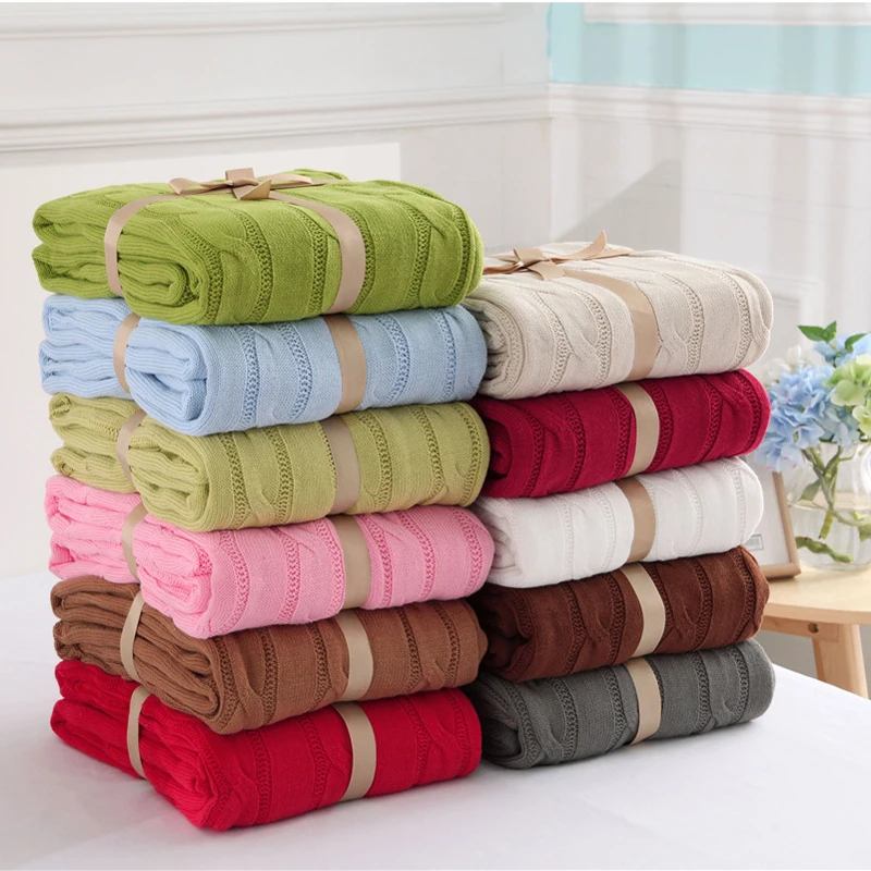 

100% Cotton Cable Knit Throw Blanket Super Soft Warm Multi ColoR