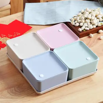 

1PC Snack Platter Dish Wheat Straw Square Appetizer Dried Fruit Storage Box Server Container Serving Tray For Living Room Party