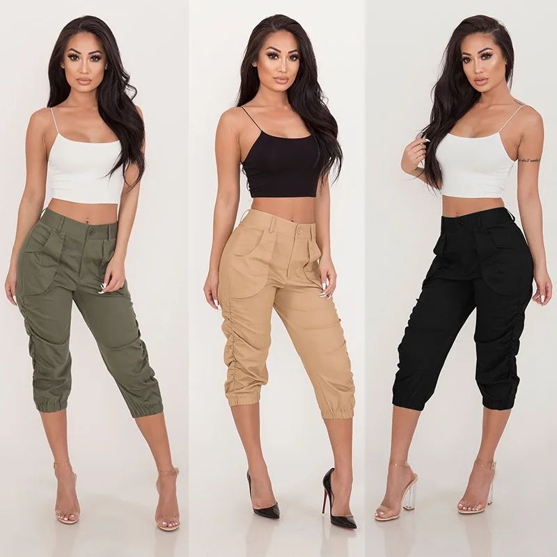 S 3XL Women's Pants Casual Cropped 