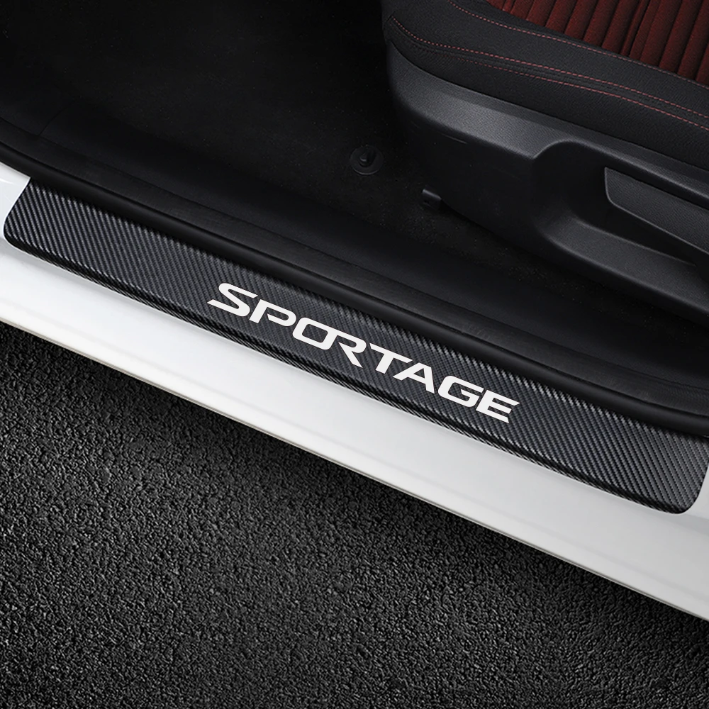 

4PCS Car Door Sill Stickers For Kia Sportage 3 4 QL Scuff Plate Scratch Protector Auto Carbon Fiber Decal Car Tuning Accessories