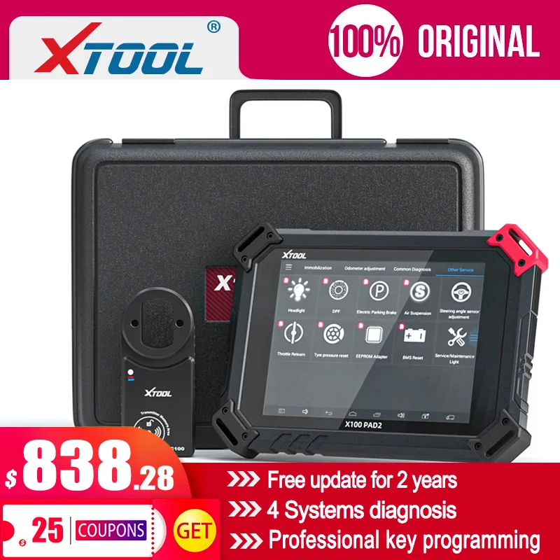 Профессиональный диагностический инструмент X100 PAD2 pro OBD2 с ключевым