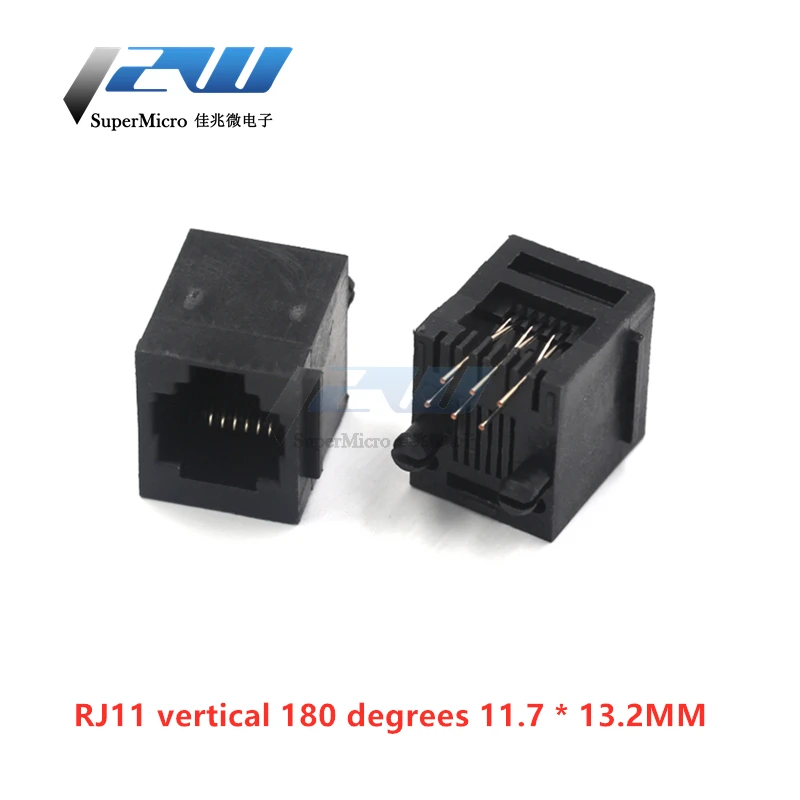 Розетка для телефона 20 шт./лот RJ11 95001 6P6C RJ12 90 градусов 180 6 ядер|Соединители| |