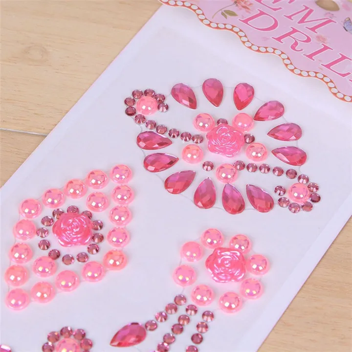 3  Creative Acrylic Drill Stickers Car Mobile Phone Sticker Gypsophila Diamond  DIY Hand-Paste Rhinestones Flower Stickers