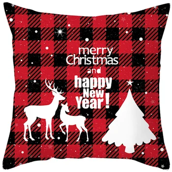 

Christmas Red Grid Print Sofa Throw Pillow Case Cushion Cover Car Home Christmas Decor Pillow Cover Home Hotel Decorative Pillow