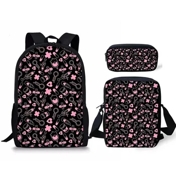 

Cute Cartoon School Bags Set For Teenage Girls Medical Supplies Print BookBag 3pcs Students Shoulders Backpack Bolsas Feminina