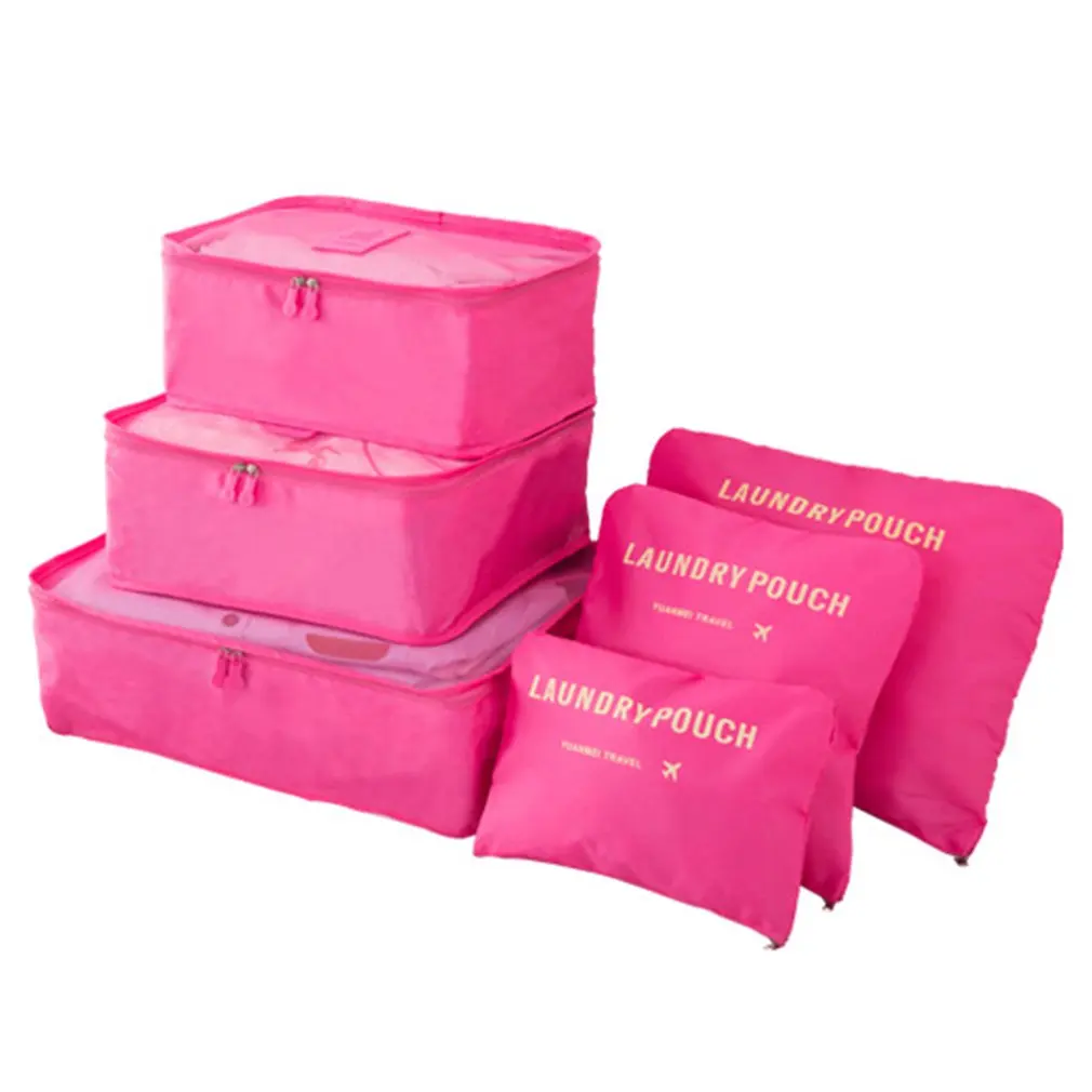 

6 Pcs/set Nylon Packing Cubes Set Travel Bag Organizer Large Capacity Travel Bags Hand Luggage Clothing Sorting First Aid kits