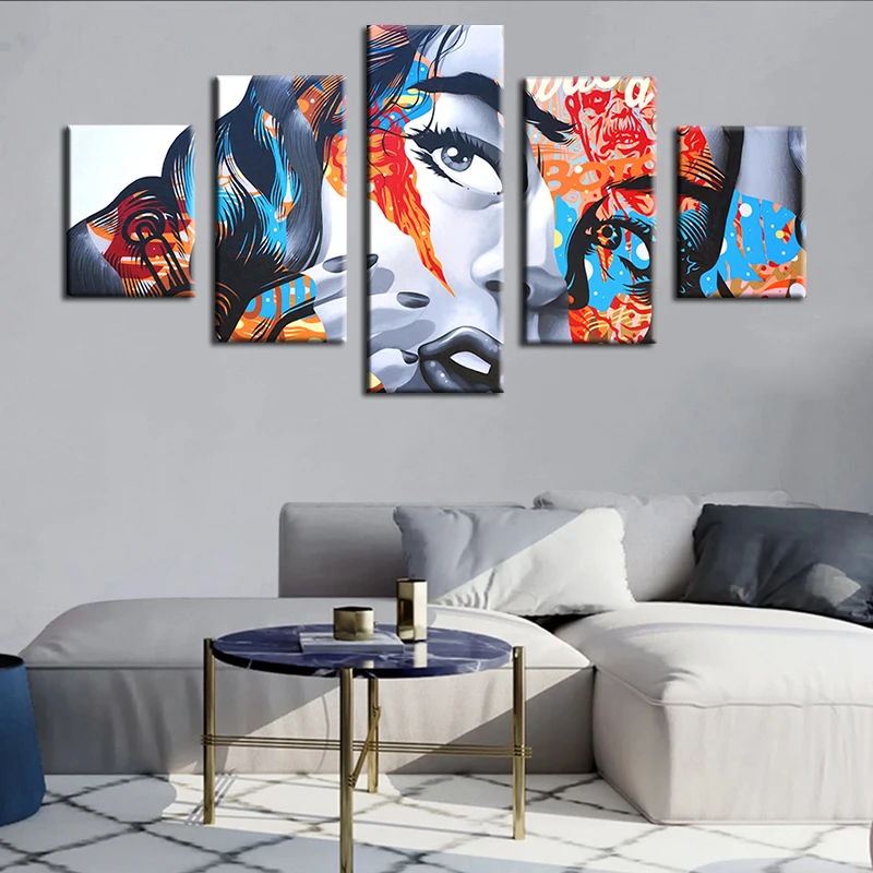 Аниме девушка печатные плакаты абстрактный портрет холст живопись красочная