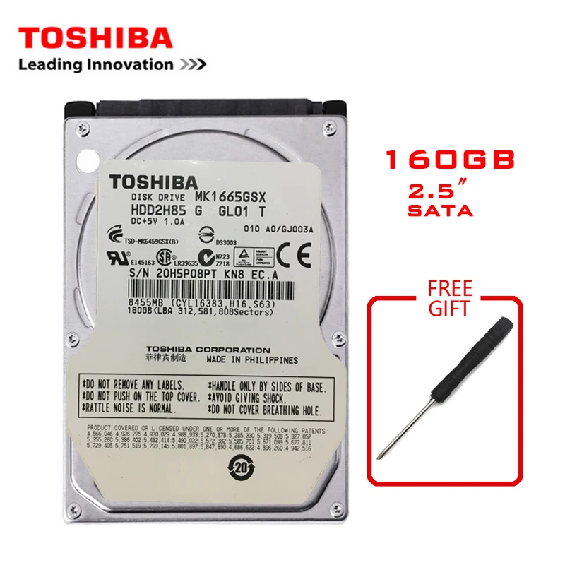 Tanio TOSHIBA marka 160GB 2.5 "SATA2
