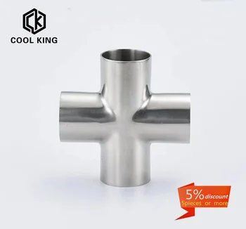 

2-1/2" 63mm Pipe OD Butt Welding Cross 4 Ways Splitter SS304 Stainless Steel Sanitary Fitting Spliter Homebrew Beer Wine