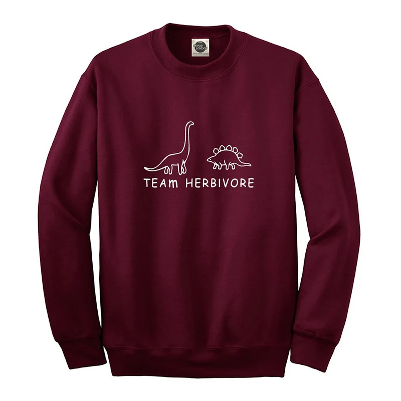Женская толстовка Team Herbivore Dinasour с принтом, модные толстовки с капюшоном в стиле Харадзюку, пуловеры с длинными рукавами, Забавные топы, Прямая поставка
