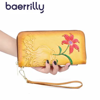 

Retro Style Genuine Leather Women Wallet Long Clutch Bags Rfid Card Holder Women Wallets With Phone Case Purses And Handbags