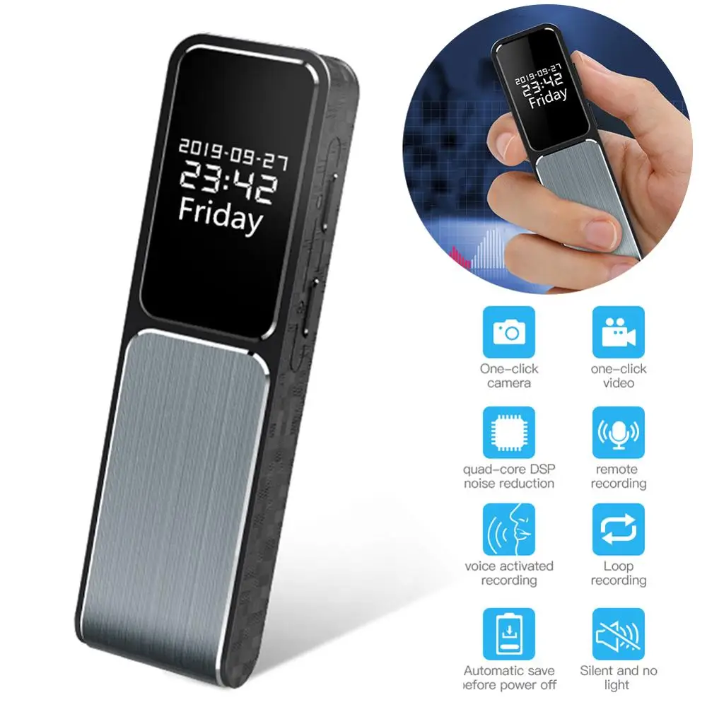 

100 Meters Distance HD Stereo Vocice Recorder 1080P Video Recorder OTG Phone Connection Convenient Camera Voice Recorder