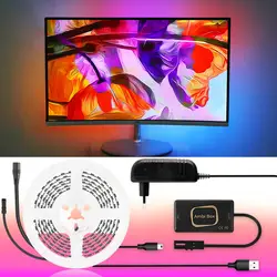 Адресуемые WS2812b Pixel Газа Ambilight 5050 RGB USB светодиодные полосы мечта Цвет для ТВ компьютер PC Экран заднее освещение 1-5 м комплект