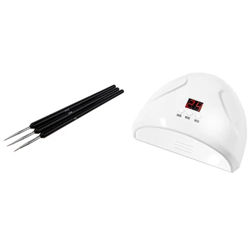 

3x Nail Art Brushes- Professional Nail Art Brushes & 1x White Nail Phototherapy Machine 36W Smart Induction USB Power