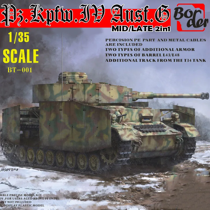 Бордюрная модель BT001 1/35 масштаб Panzer IV Ausf. G Mid/Late 2в1 пластиковая модель строительный комплект