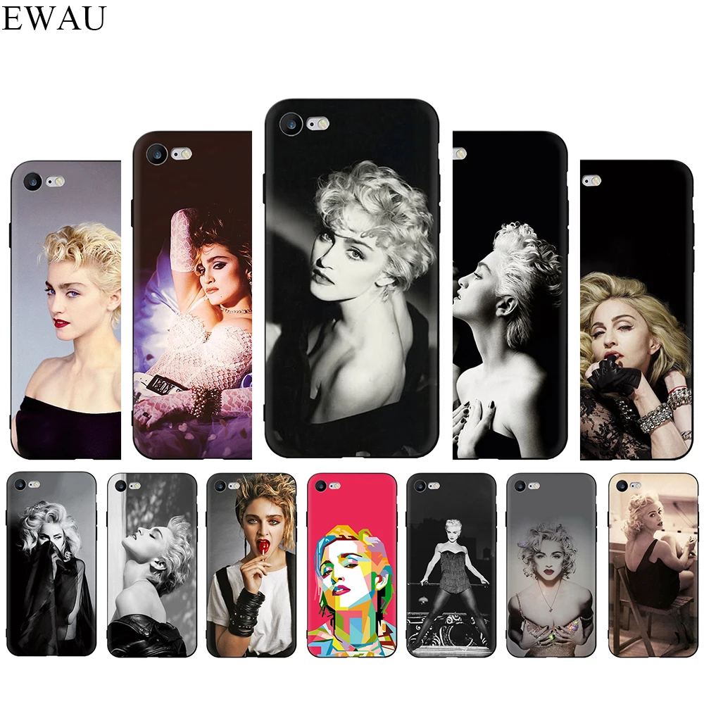 

EWAU madonna Silicone phone case for iphone 5 5s SE 6 6s 7 8 Plus X XR XS 11 Pro Max