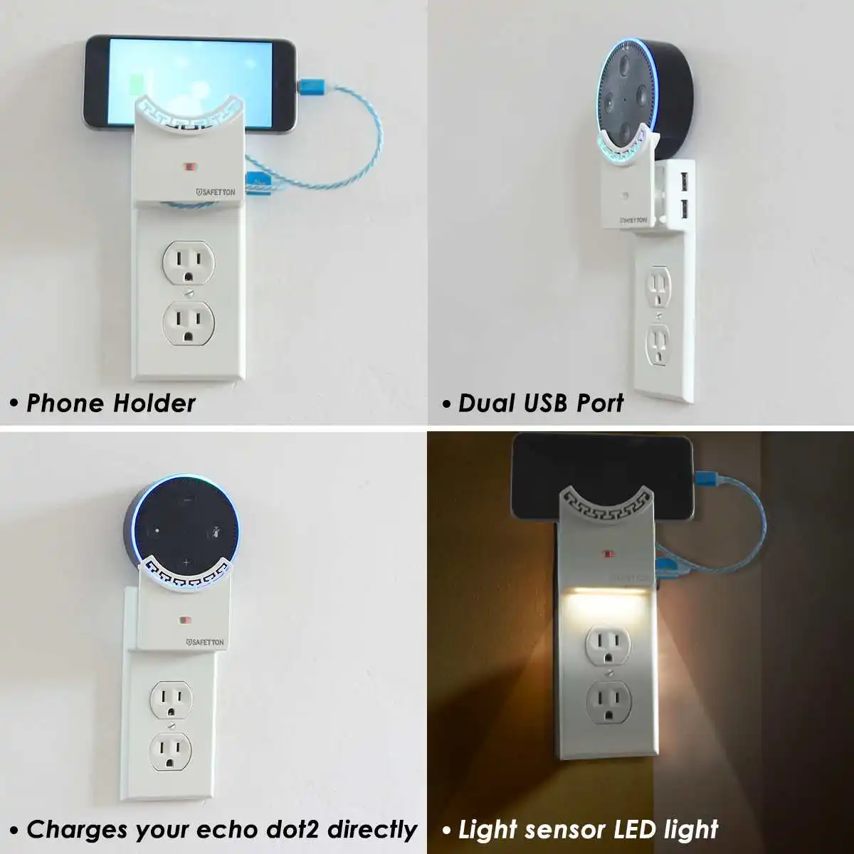 Переключатель кнопки Тип USB настенная розетка кронштейн светодиодный Ночной светильник с двумя Порты для телефона Quick Зарядное устройство электрической многоцелевого использования