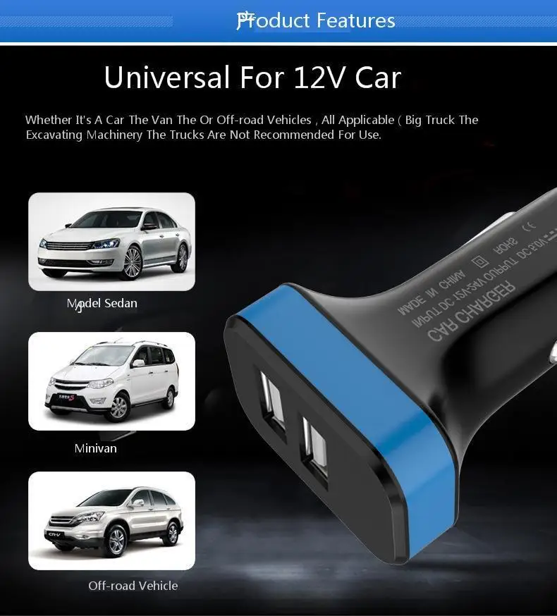 Автомобильное зарядное устройство с двумя usb-портами 2.1A, 5 В, светодиодный дисплей, универсальное автомобильное зарядное устройство для телефона Xiaomi, samsung, S8, iPhone X, 8 Plus, планшет