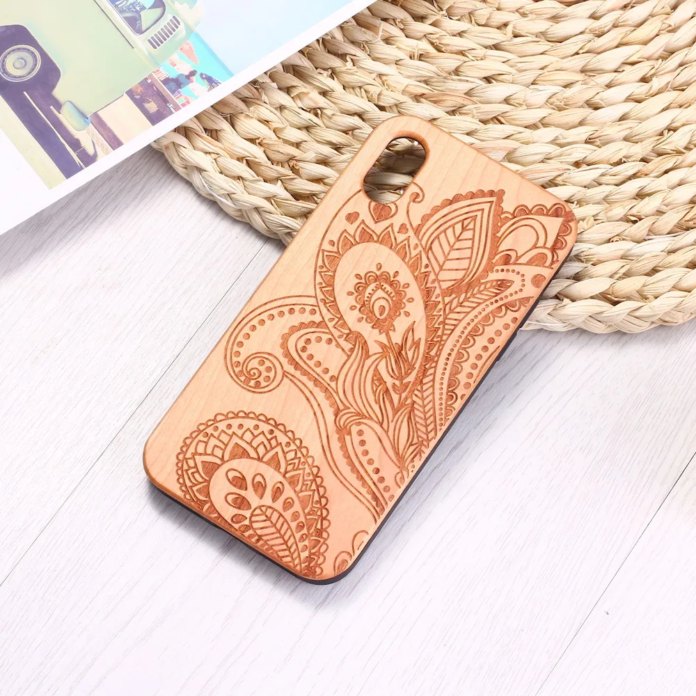 Henna Floral Vintage Engraved Wood Phone Case Coque Funda For iPhone 12 6S 6Plus 7 7Plus 8 8Plus XR X XS Max 11 Pro | Мобильные