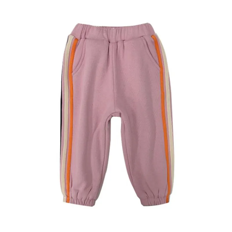 

DFXD 2020 Winter Children Plus Velvet Pants New Arrival Loose Side Striped Casual Sport Pants Thicken Warm Trousers For 2-8Year