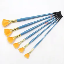 6 шт./компл. желтый набор нейлоновых волосяных в форме рыбьего хвоста вентилятор по сниженным ценам! Кисть под дерево с изображением голубого деревянного полюс висит черный хвост кисть для рисования производство для краски