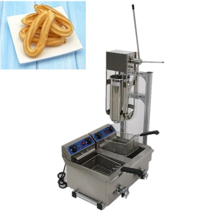 CE New product 5L Capactity Manual Churros Machine plus Working Stand and 12L Gas Deep Fryer