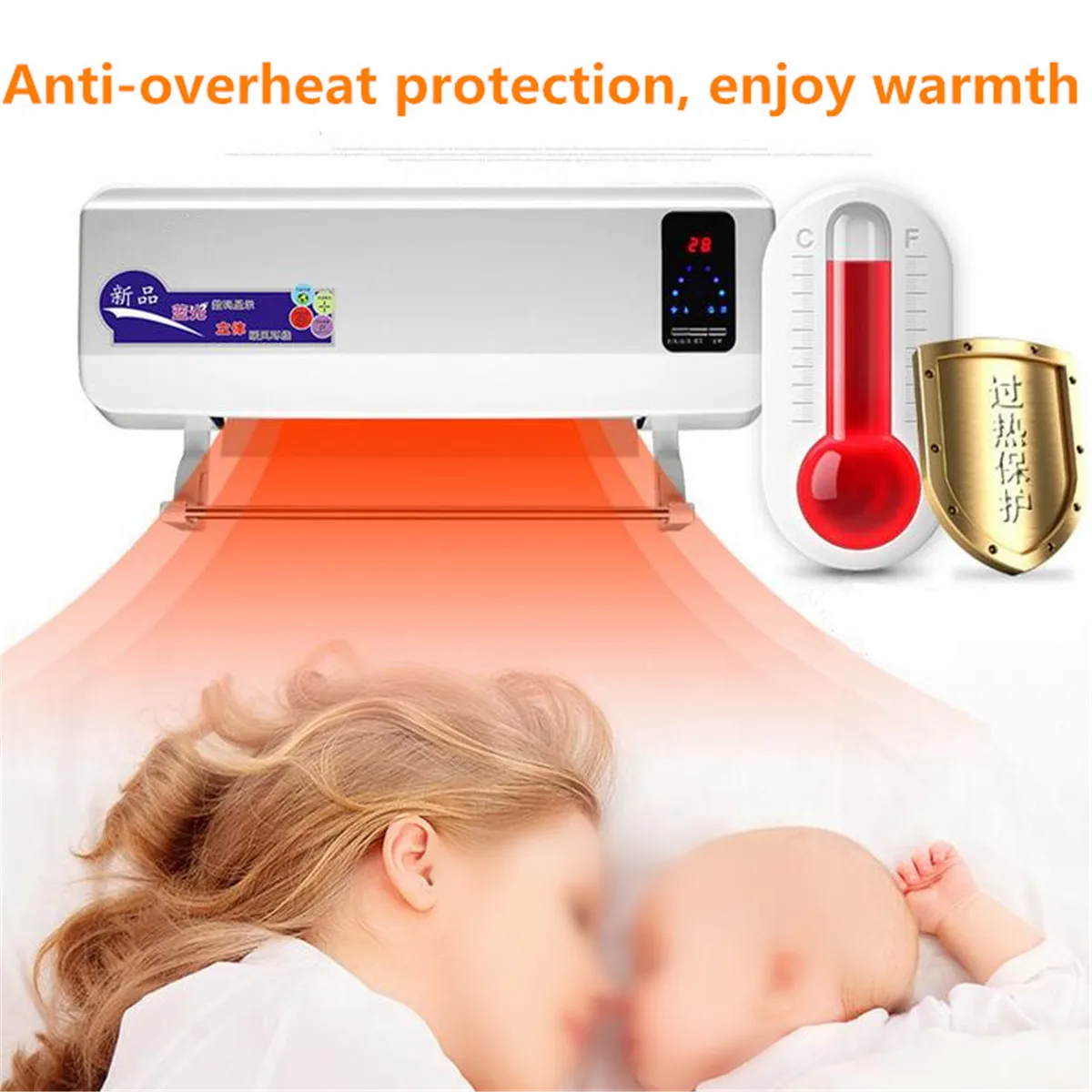  Waterproof Wall-Mounted Electric Heater Remote Wifi Control Air Conditioning Machine Heat Energy Sa