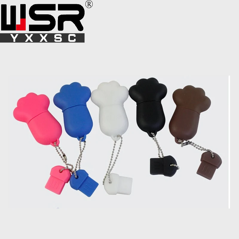 Cartoon Cat Paw usb2 0 pen drive 32gb 64gb 128gb black red pink blue white usb 4