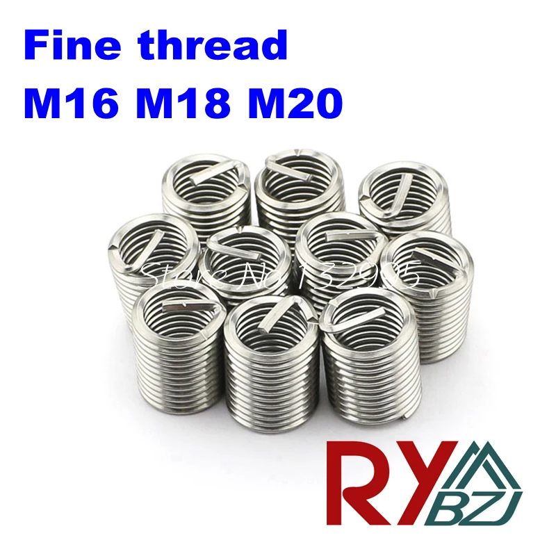 20pcs/lot Fine thread Wire Thread Insert M16 M18 M20*1D 1.5D 2D 2.5D 3D Screw Bushing/Thread Repair/DIN8140/Stainless Steel