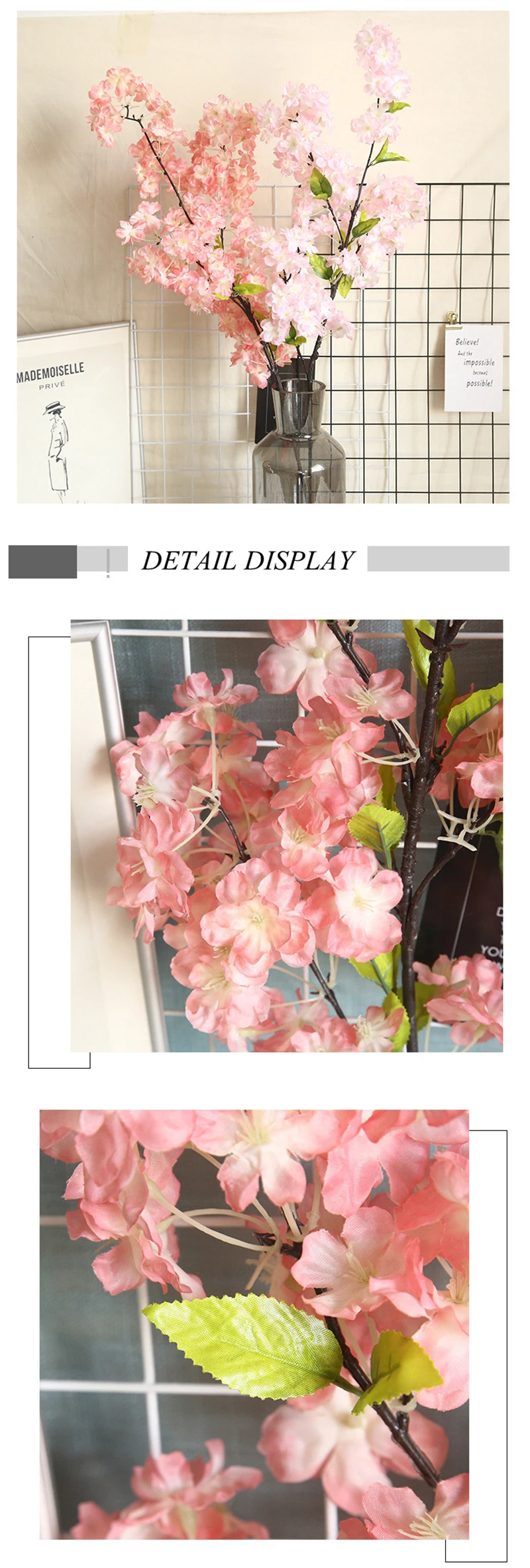 1 шт. декоративный Сакура искусственный цветок вишня цветы ветка свадебный цветок растение стены бонсай DIY Украшение
