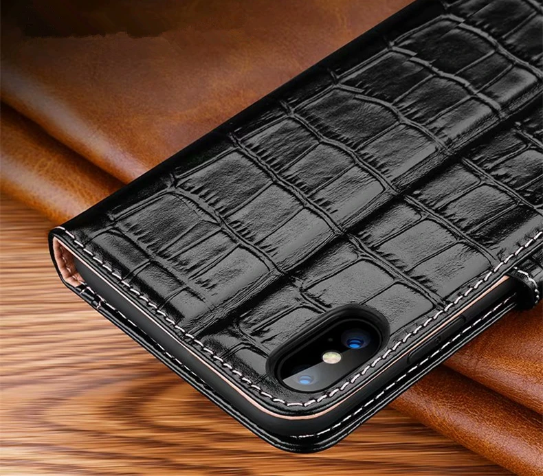 Роскошный чехол из натуральной кожи для iPhone 11 Pro Max X Xr Xs Max, чехол из натуральной кожи для Apple 7, 8 Plus, флип-кошелек для карт, чехол-подставка