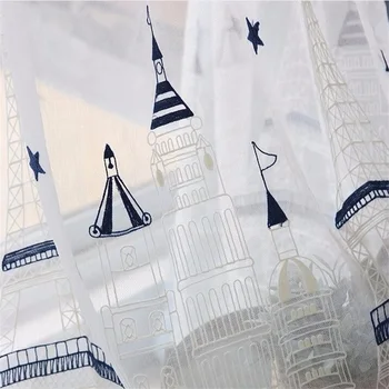 

Cartoon Window Curtain For Kids Bedroom Embroidered Castle Star White Tulle Design For Girls And Boys Blackout Curtains wp401&2