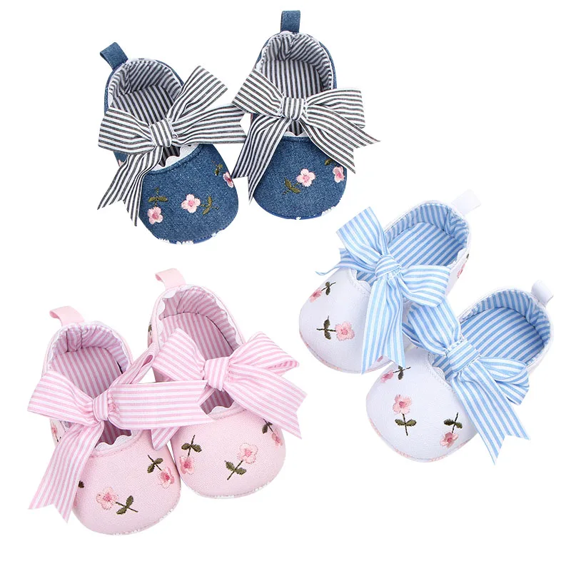 Toddler Shoes Newborn-Baby Girls First-Walkers Cotton Bowknot Soft for Flower-Printing