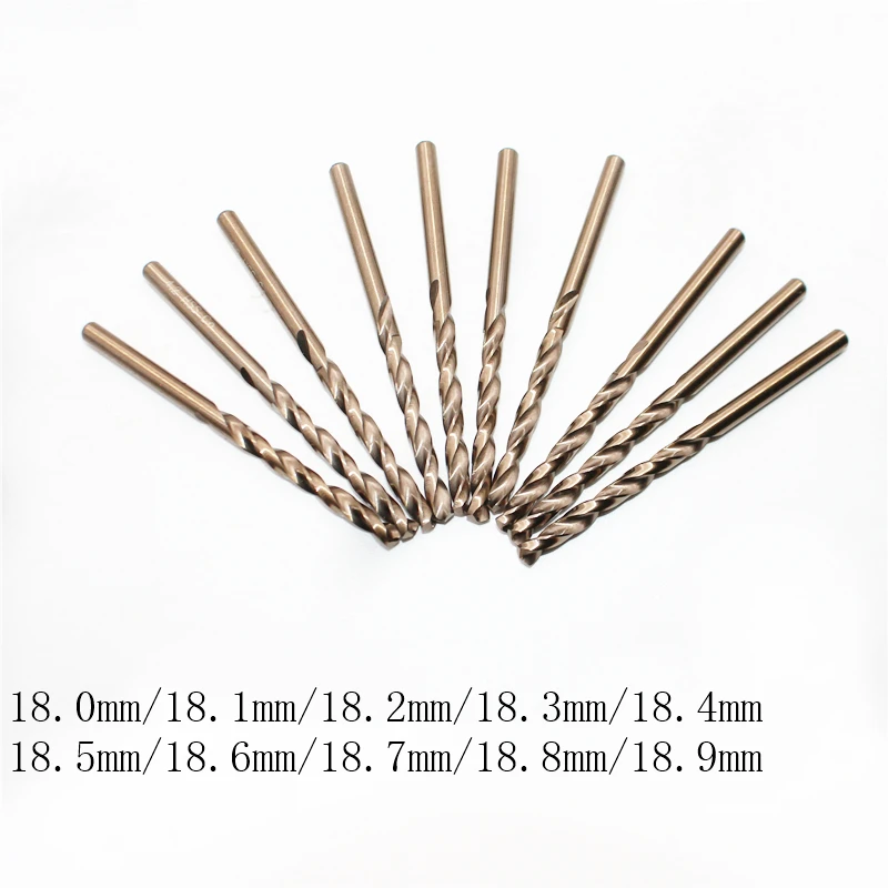 

5pcs 18.0 18.1 18.2 18.3 18.4 18.5 18.6 18.7 18.8 18.9 HSS M35 Cobalt Steel Straight Shank Twist Drill Bits For Stainless Steel