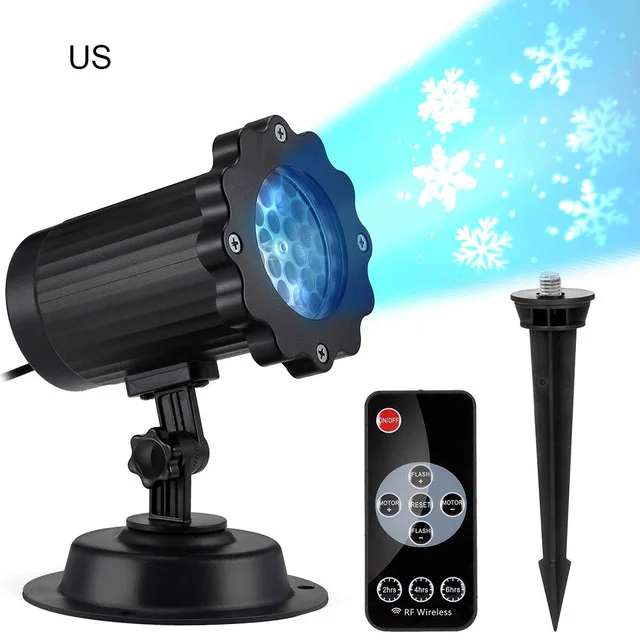 Мини Снежинка проектор IP65 движущийся Снег Открытый сад лазерный проектор с рождественской снежинкой, легкий Рождественский вечерние украшения - Испускаемый цвет: US