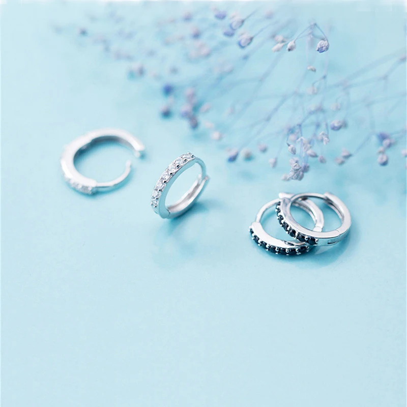 ROMAD 925 Sterling Silver Earrings For Women Small Hoop Earring Hip Hop Piercing Ear Ring Mini Eardrop Girl Zircon Earrings R5