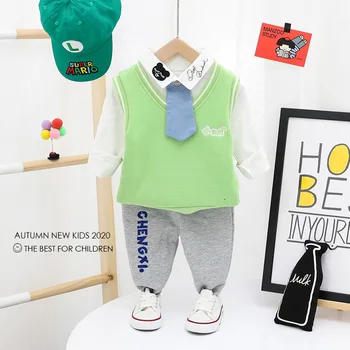 

3PCS Boys Outfits Baby Boy Clothes for Kids Clothing Toddler Casual Vest Shirt Pants Formal Suit Children Kid Suits with Tie