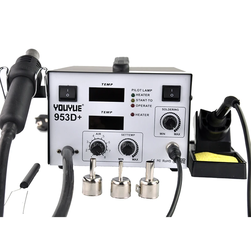 110/220V YOUYUE 953D 2в1 Электрические паяльники+ фена SMD паяльная станция